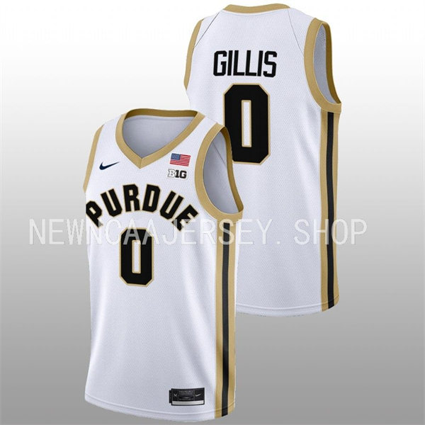 Mens Youth Purdue Boilermakers #0 Mason Gillis 2022-23 White College Basketball Game Jersey