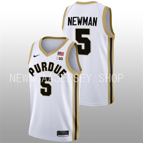 Mens Youth Purdue Boilermakers #5 Brandon Newman 2022-23 White College Basketball Game Jersey
