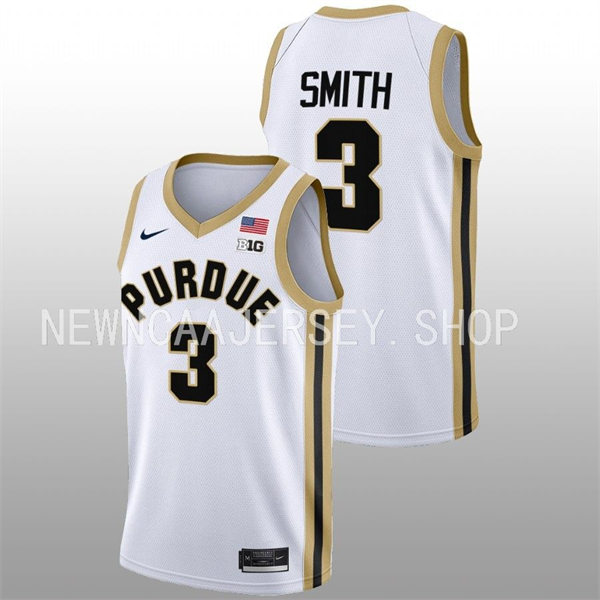 Mens Youth Purdue Boilermakers #3 Braden Smith 022-23 White College Basketball Game Jersey