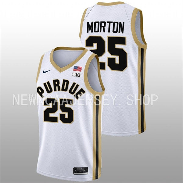 Mens Youth Purdue Boilermakers #25 Ethan Morton 2022-23 White College Basketball Game Jersey