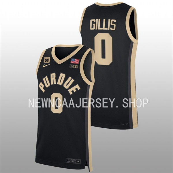 Mens Youth Purdue Boilermakers #0 Mason Gillis 2022-23 Black College Basketball Game Jersey