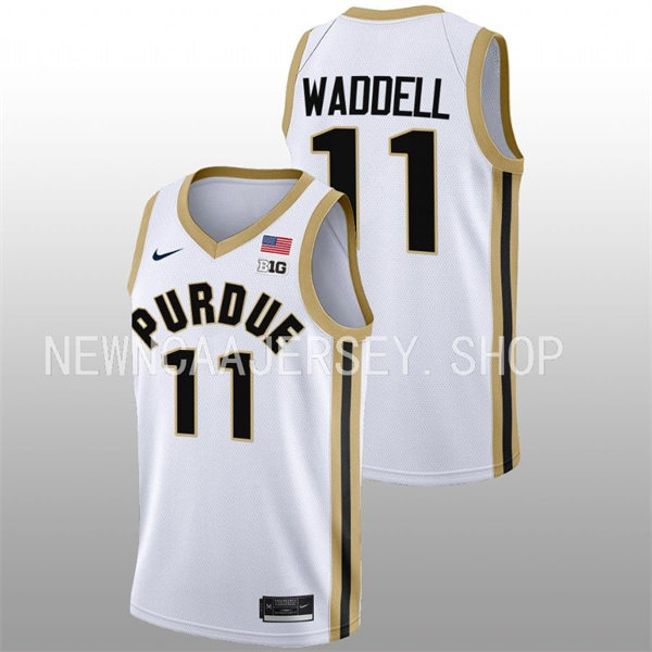 Mens Youth Purdue Boilermakers #11 Brian Waddell 2022-23 White College Basketball Game Jersey
