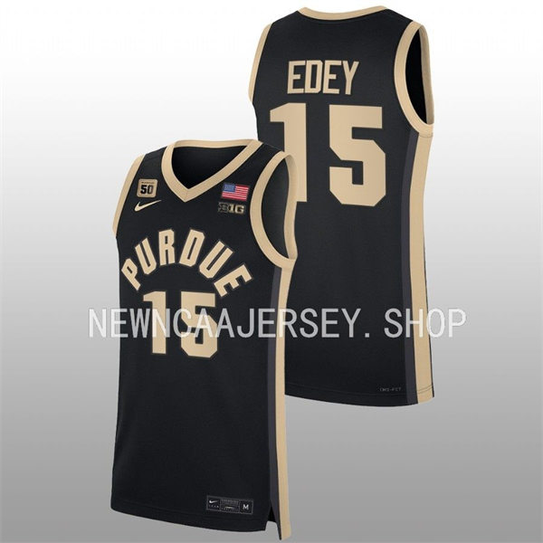 Mens Youth Purdue Boilermakers #15 Zach Edey 2022-23 Black College Basketball Game Jersey