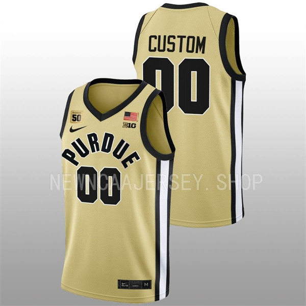 Mens Youth Purdue Boilermakers Custom Nike 2022-23 Maize College Basketball Game Jersey