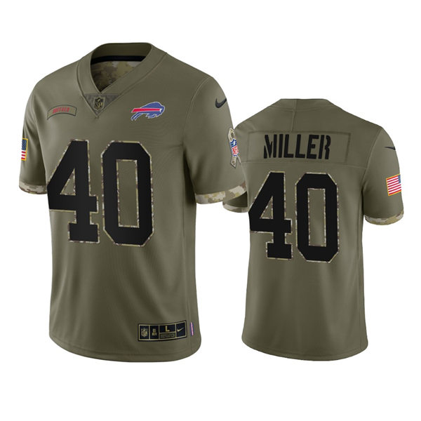 Mens Buffalo Bills #40 Von Miller Olive 2022 Salute To Service Jersey