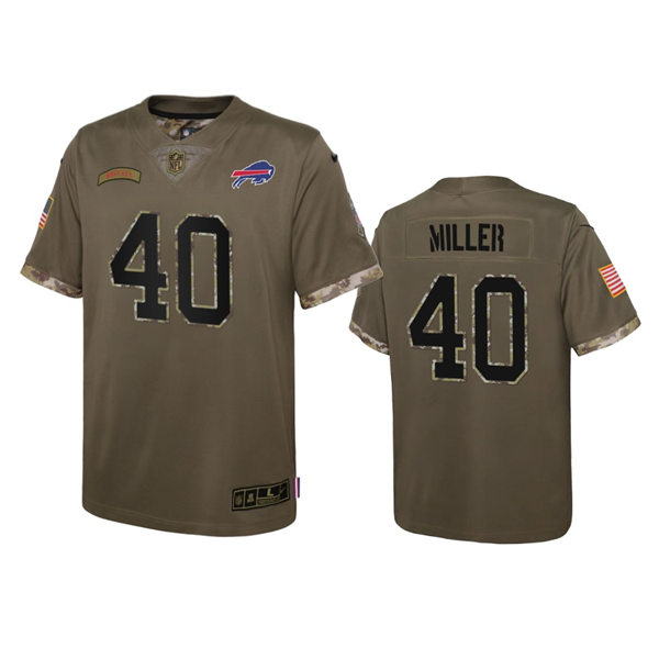 Youth Buffalo Bills #40 Von Miller Olive 2022 Salute To Service Limited Jersey