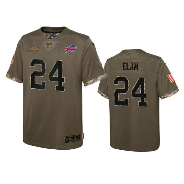 Youth Buffalo Bills #24 Kaiir Elam Olive 2022 Salute To Service Limited Jersey
