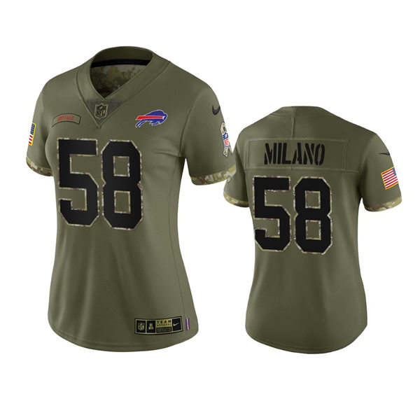 Women's Buffalo Bills #58 Matt Milano Olive 2022 Salute To Service Limited Jersey