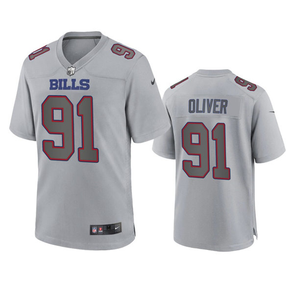 Mens Buffalo Bills #91 Ed Oliver Gray Atmosphere Fashion Game Jersey