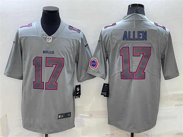 Mens Buffalo Bills #17 Josh Allen Gray Atmosphere Fashion Game Jersey
