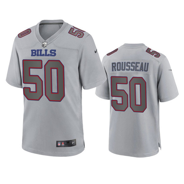 Mens Buffalo Bills #50 Gregory Rousseau Gray Atmosphere Fashion Game Jersey