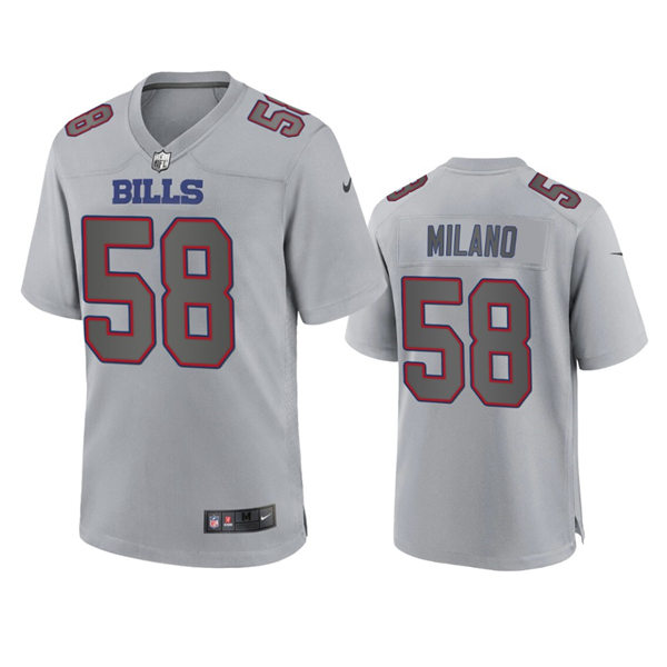 Mens Buffalo Bills #58 Matt Milano Gray Atmosphere Fashion Game Jersey