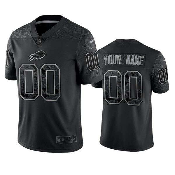 Mens Buffalo Bills Custom Black Reflective Limited Jersey