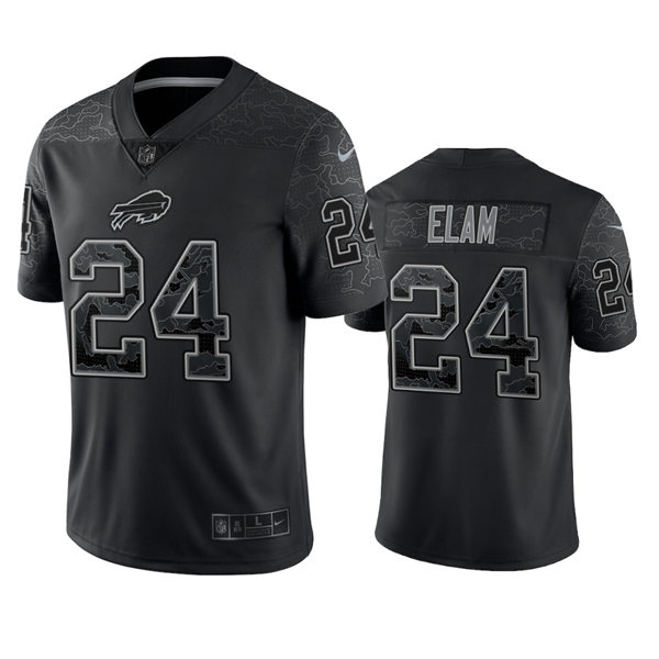 Mens Buffalo Bills #24 Kaiir Elam Black Reflective Limited Jersey