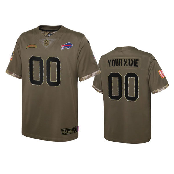 Youth Buffalo Bills Custom Olive 2022 Salute To Service Limited Jersey