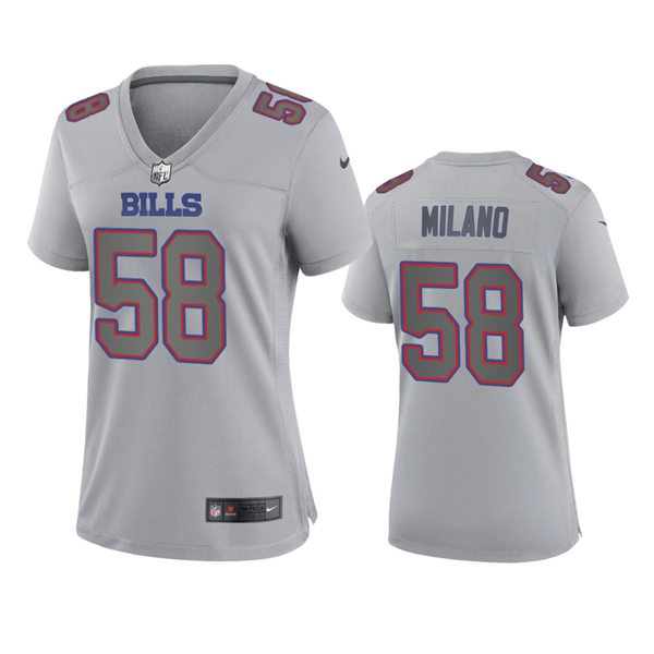 Women's Buffalo Bills #58 Matt Milano Gray Atmosphere Fashion Game Jersey