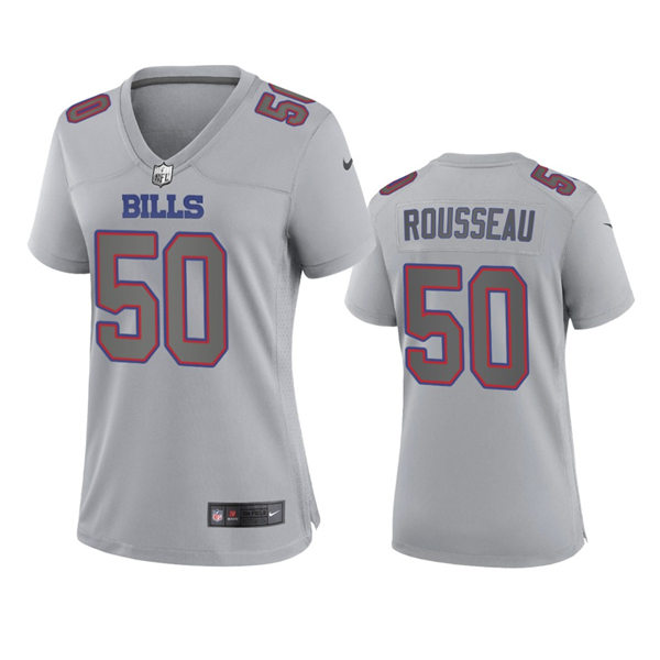 Women's Buffalo Bills #50 Gregory Rousseau Gray Atmosphere Fashion Game Jersey