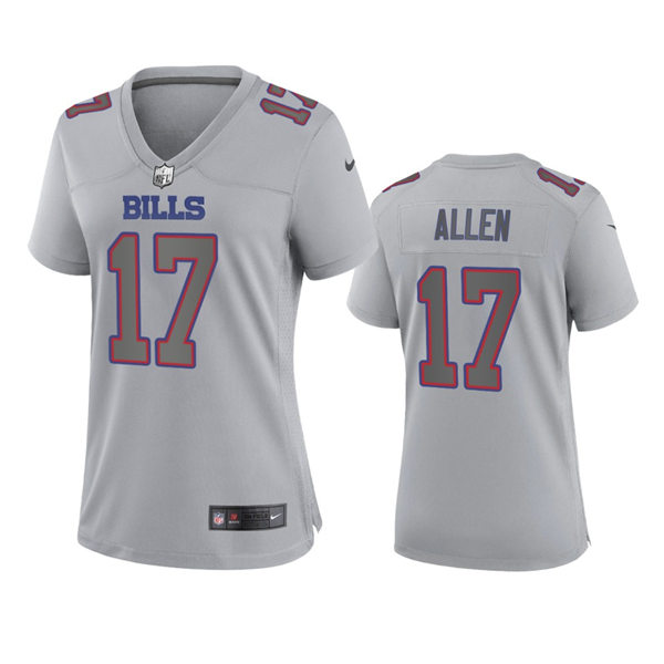 Women's Buffalo Bills #17 Josh Allen Gray Atmosphere Fashion Game Jersey