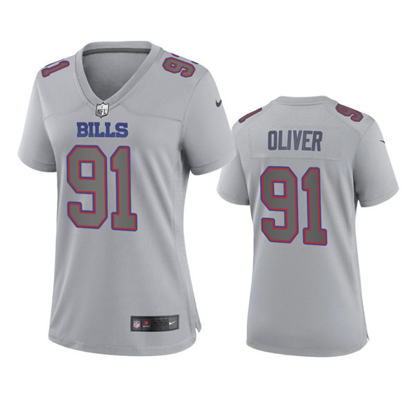 Women's Buffalo Bills #91 Ed Oliver Gray Atmosphere Fashion Game Jersey