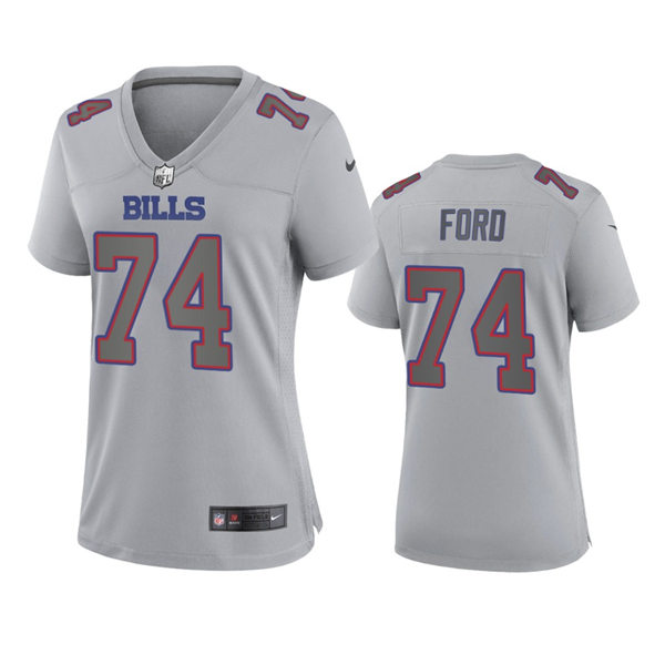 Women's Buffalo Bills #74 Cody Ford Gray Atmosphere Fashion Game Jersey