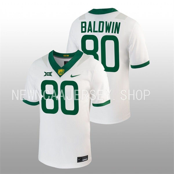 Mens Youth Baylor Bears #80 Monaray Baldwin White Nike College Football Game Jersey