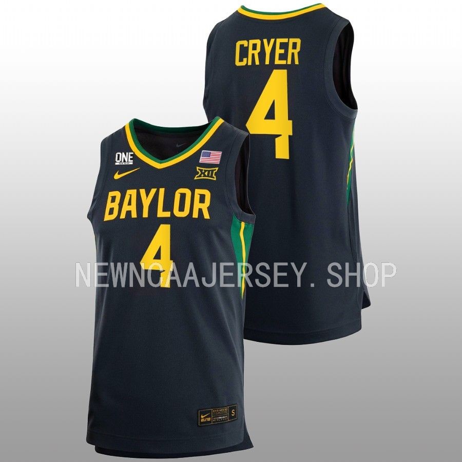 Mens Youth Baylor Bears #4 LJ Cryer Nike Charcoal College Basketball Game Jersey