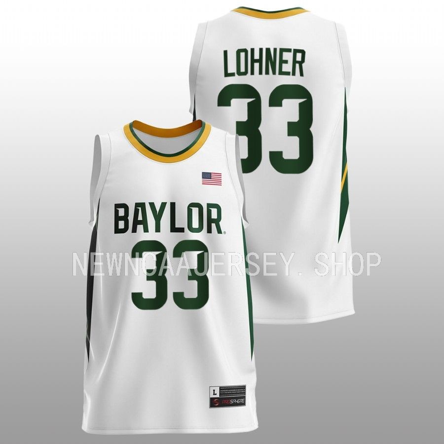 Mens Youth Baylor Bears #33 Caleb Lohner Nike White College Basketball Game Jersey