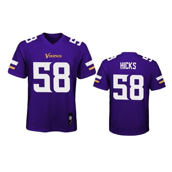Youth Minnesota Vikings #58 Jordan Hicks Nike Purple Limited Jersey