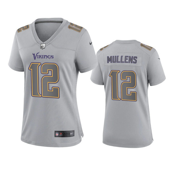Women's Minnesota Vikings #12 Nick Mullens Gray Atmosphere Fashion Game Jersey