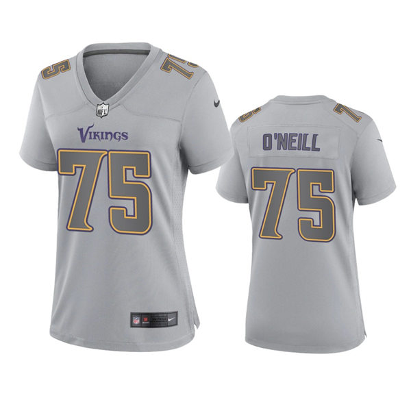 Women's Minnesota Vikings #75 Brian O'neill Gray Atmosphere Fashion Game Jersey
