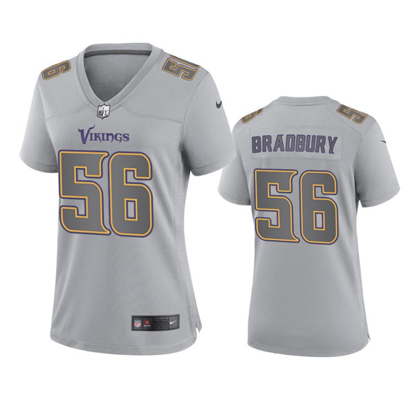 Women's Minnesota Vikings #56 Garrett Bradbury Gray Atmosphere Fashion Game Jersey