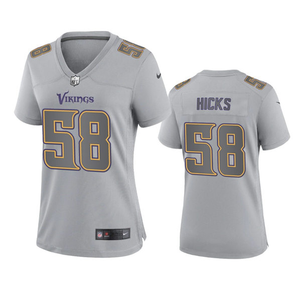 Women's Minnesota Vikings #58 Jordan Hicks Gray Atmosphere Fashion Game Jersey
