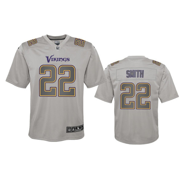 Youth Minnesota Vikings #22 Harrison Smith Gray Atmosphere Fashion Game Jersey