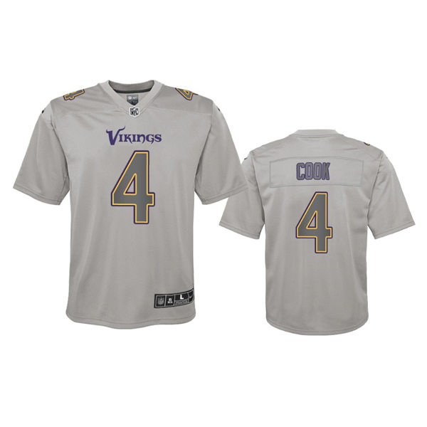 Youth Minnesota Vikings #4 Dalvin Cook Gray Atmosphere Fashion Game Jersey