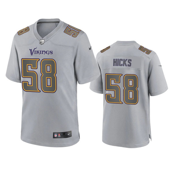 Men's Minnesota Vikings #58 Jordan Hicks Gray Atmosphere Fashion Game Jersey