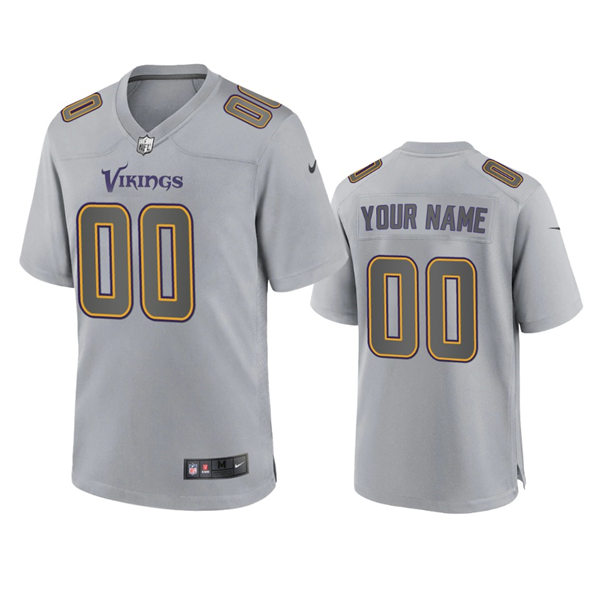 Men's Minnesota Vikings Custom Gray Atmosphere Fashion Game Jersey