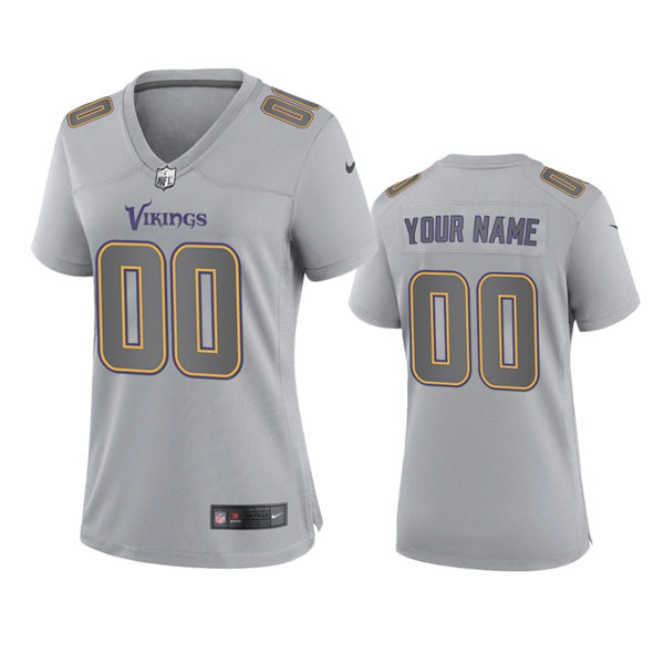 Women's Minnesota Vikings Custom Gray Atmosphere Fashion Game Jersey