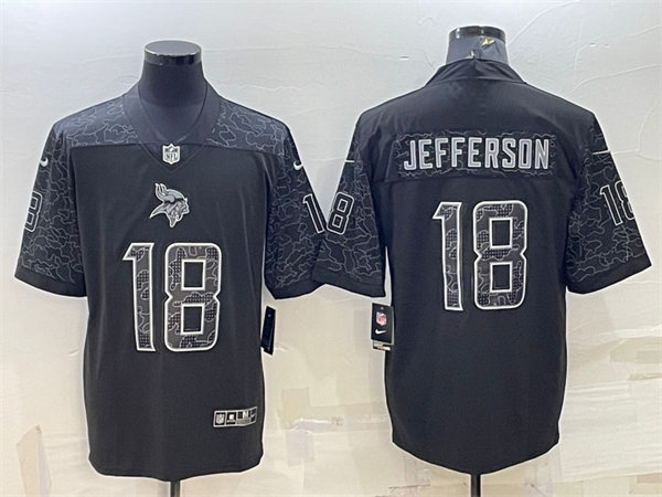 Men's Minnesota Vikings #18 Justin Jefferson Black Reflective Limited Jersey