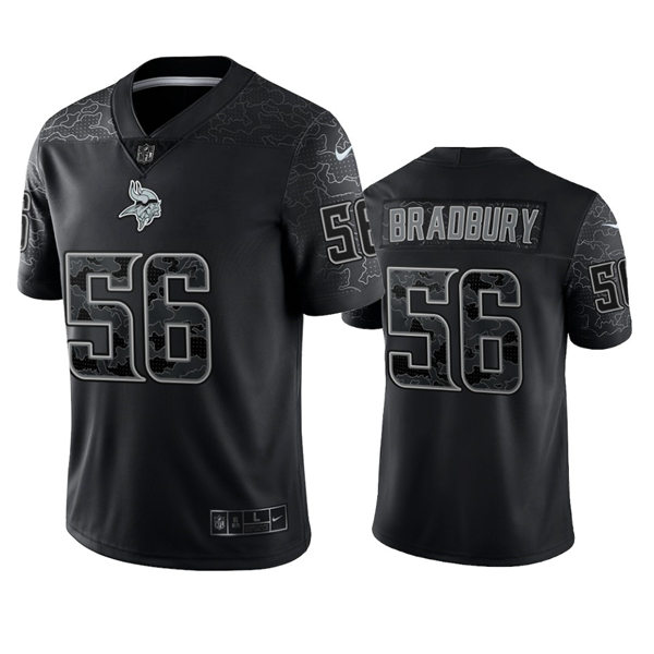 Men's Minnesota Vikings #56 Garrett Bradbury Black Reflective Limited Jersey