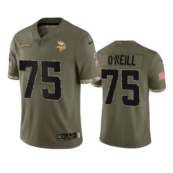Men's Minnesota Vikings #75 Brian O'neill Olive 2022 Salute To Service Jersey