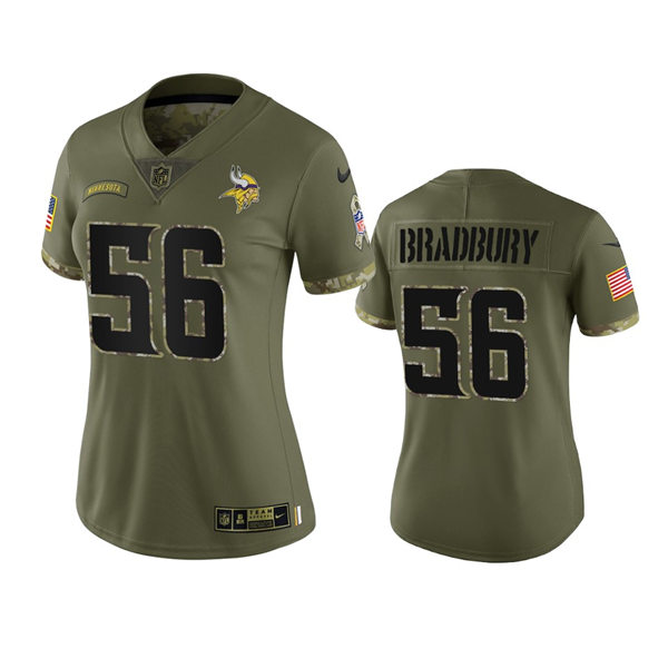 Women's Minnesota Vikings #56 Garrett Bradbury Olive 2022 Salute To Service Limited Jersey