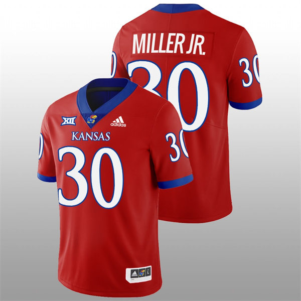 Mens Youth Kansas Jayhawks #30 Rich Miller Jr. Adidas Red College Football Game Jersey