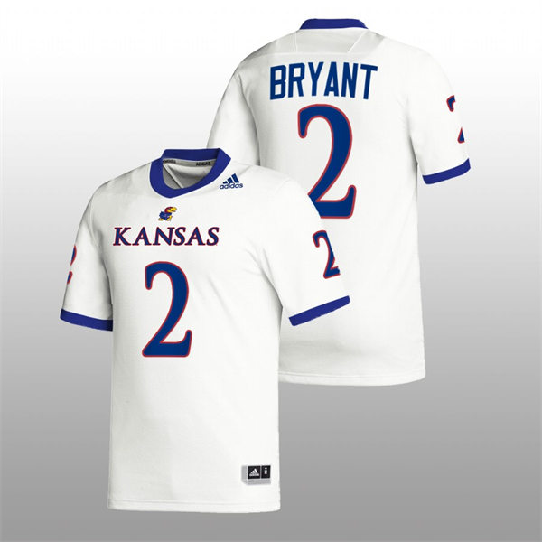 Mens Youth Kansas Jayhawks #2 Jacobee Bryant Adidas White College Football Game Jersey