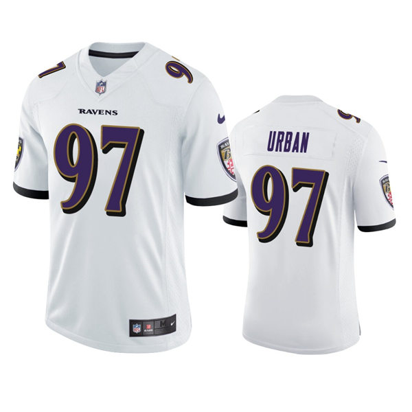 Men's Baltimore Ravens #97 Brent Urban Nike White Vapor Limited Player Jersey