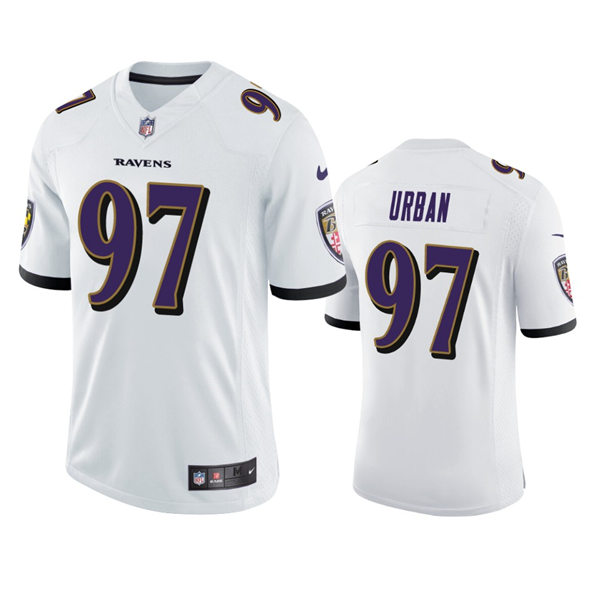 Men's Baltimore Ravens #97 Brent Urban Nike White Vapor Limited Player Jersey