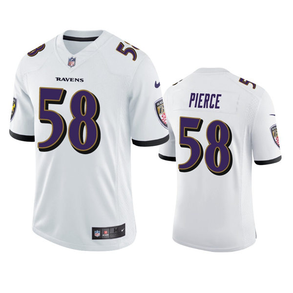 Men's Baltimore Ravens #58 Michael Pierce Nike White Vapor Limited Player Jersey