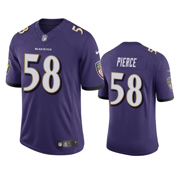 Men's Baltimore Ravens #58 Michael Pierce Nike Purple Vapor Limited Player Jersey