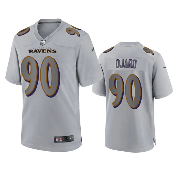 Mens Baltimore Ravens #90 David Ojabo Gray Atmosphere Fashion Game Jersey