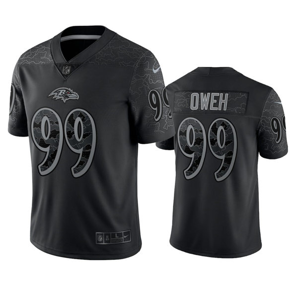Mens Baltimore Ravens #99 Jayson Oweh Black Reflective Limited Jersey