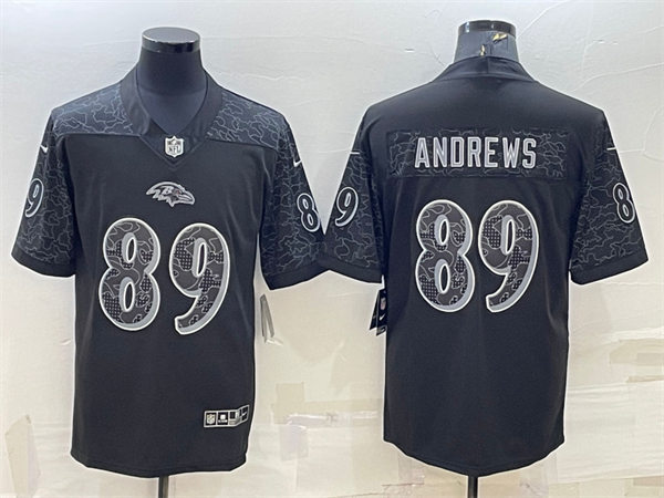 Mens Baltimore Ravens #89 Mark Andrews Black Reflective Limited Jersey